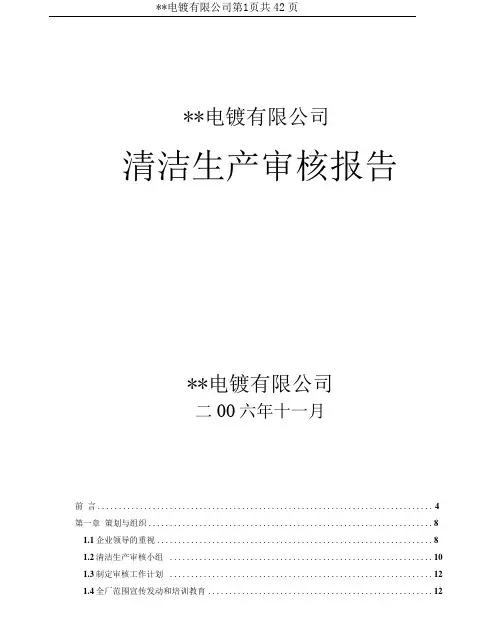 XX电镀有限公司清洁生产审核报告
