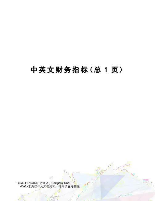 中英文财务指标