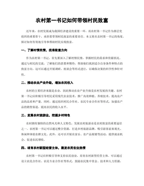 农村第一书记如何带领村民致富
