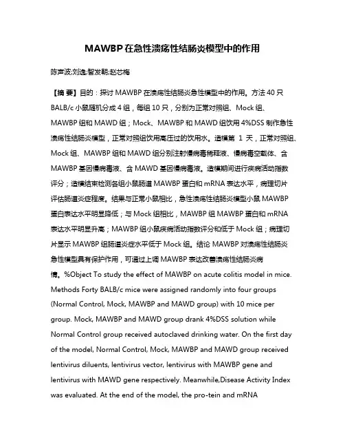 MAWBP在急性溃疡性结肠炎模型中的作用