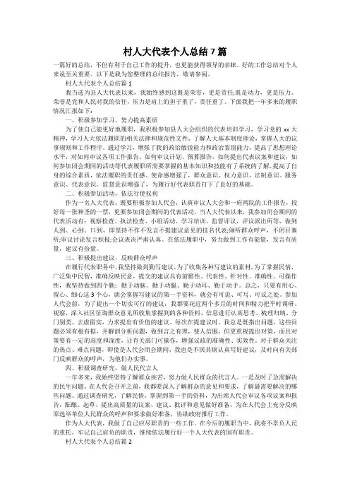 村人大代表个人总结7篇