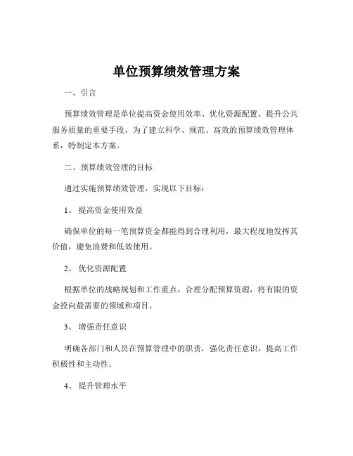 单位预算绩效管理方案