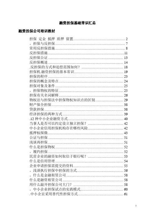 融资担保公司培训教材(最新)