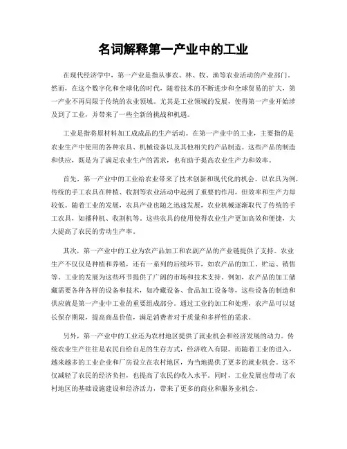 名词解释第一产业中的工业