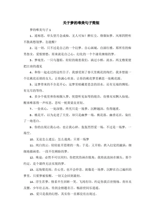 关于梦的唯美句子简短