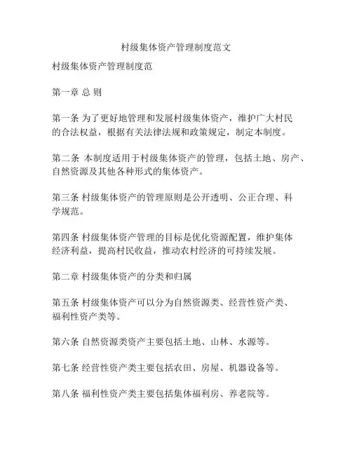 村级集体资产管理制度范文