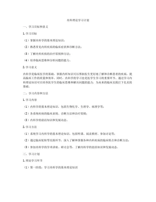内科理论学习计划
