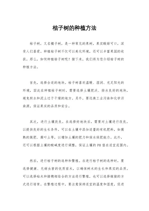 桔子树的种植方法
