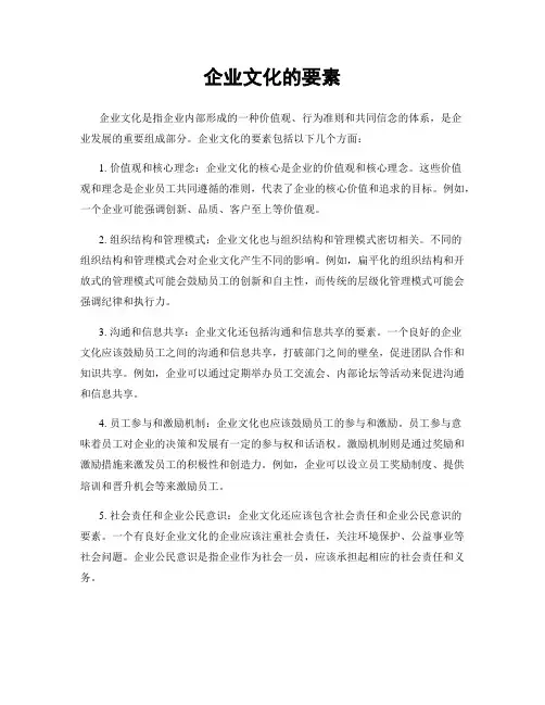 企业文化的要素