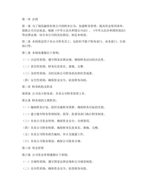融资担保公财务管理制度