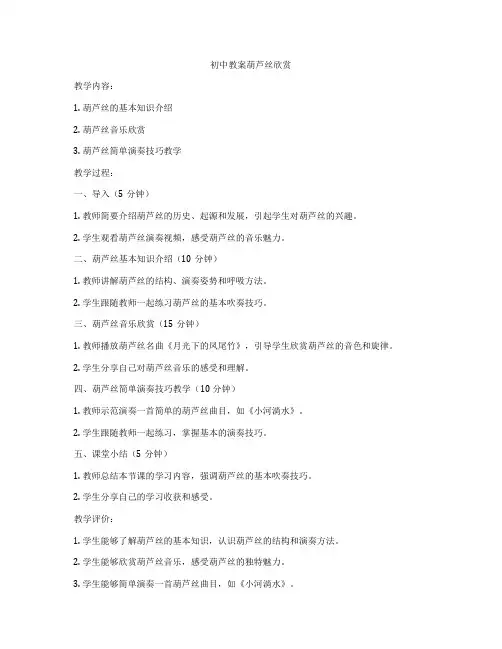 初中教案葫芦丝欣赏