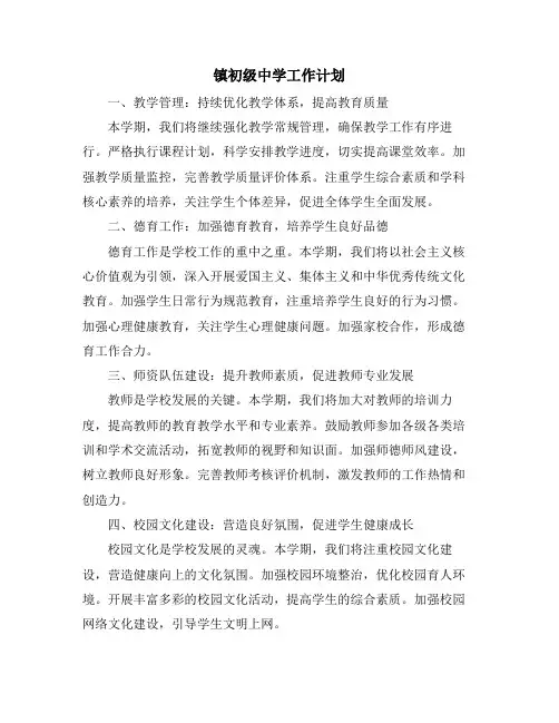 镇初级中学工作计划