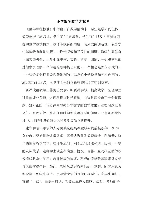 小学数学教学之我见