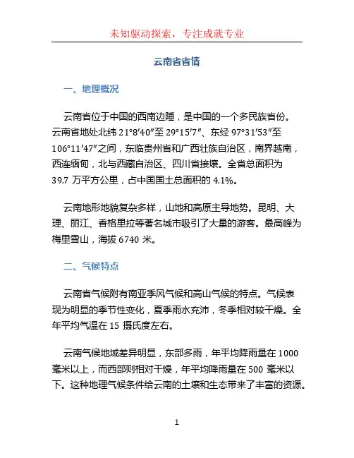 云南省省情