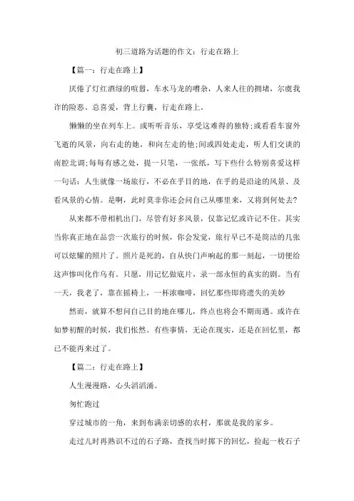 初三道路为话题的作文：行走在路上