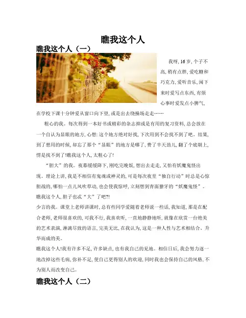 瞧我这个人(共10篇)