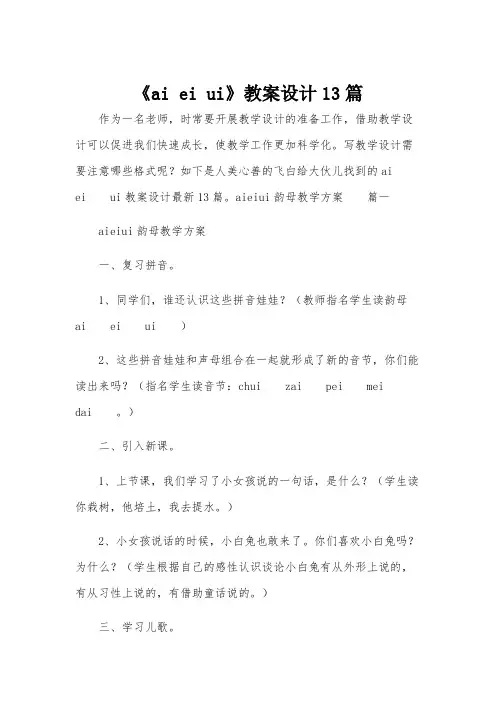 《ai ei ui》教案设计13篇