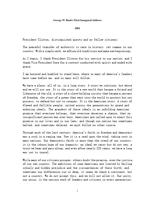 2001 George W. Bush's First Inaugural Address