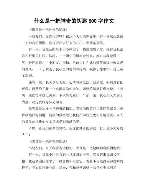 什么是一把神奇的钥匙600字作文