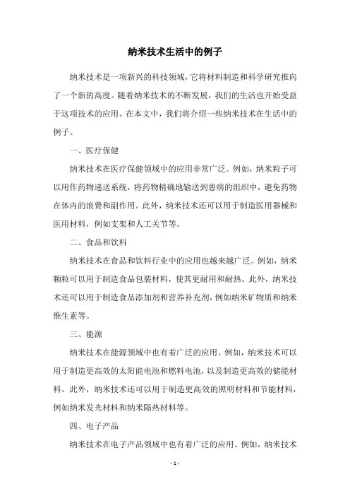 纳米技术生活中的例子