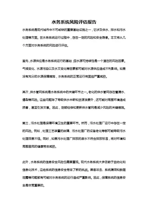 水务系统风险评估报告