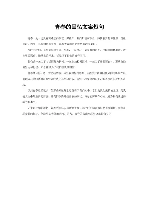 青春的回忆文案短句