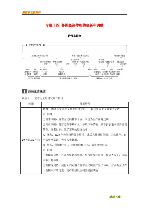 【名师推荐资料】(浙江选考)2020版高考历史一轮总复习 专题十四 各国经济体制的创新和调整跨考点综合学案