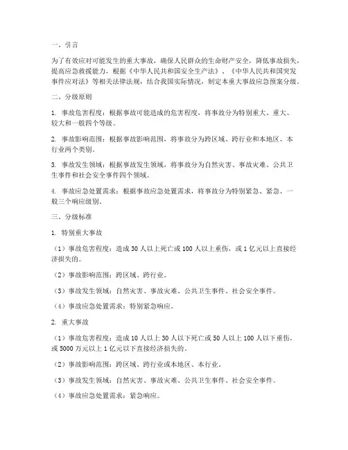 重大事故应急预案分级