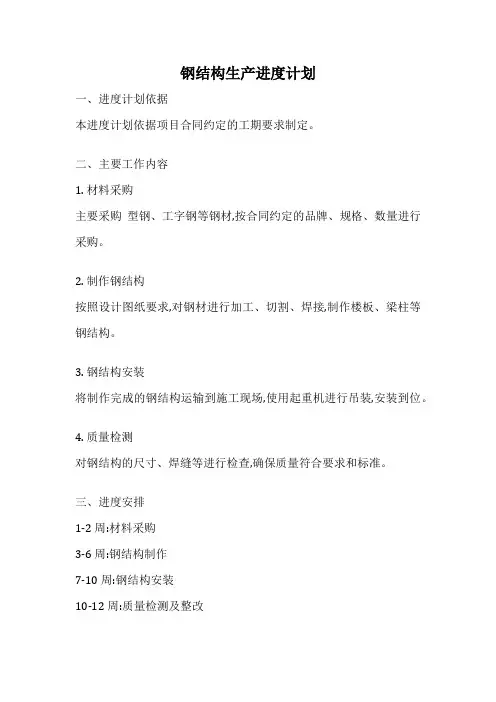 钢结构生产进度计划