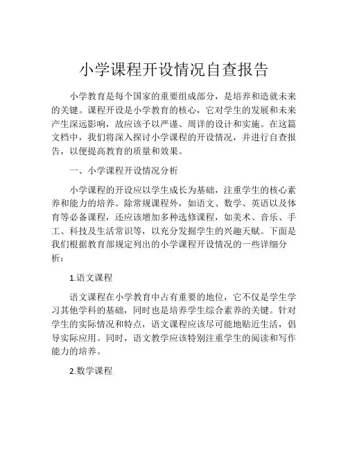 小学课程开设情况自查报告