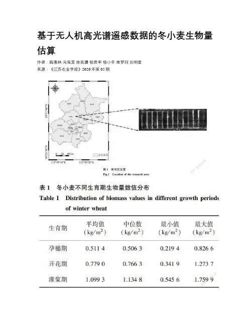 基于无人机高光谱遥感数据的冬小麦生物量估算
