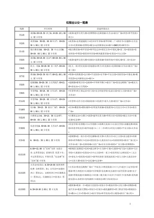 石家庄公交一览表