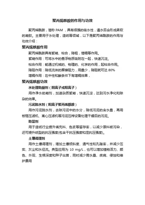 聚丙烯酰胺的作用与功效