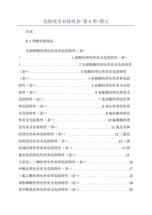 危险化学品特性表-第8类-图文