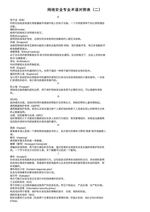 网络安全专业术语对照表（二）