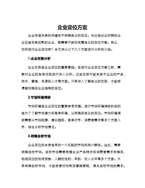企业定位方案
