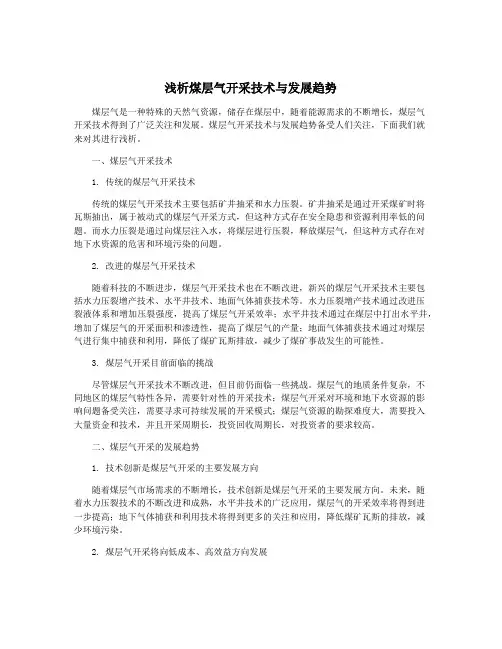 浅析煤层气开采技术与发展趋势
