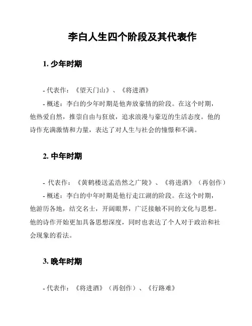 李白人生四个阶段及其代表作