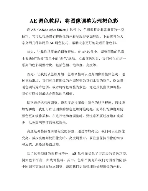 AE调色教程 将图像调整为理想色彩