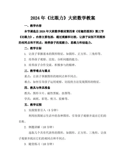2024年《比眼力》大班数学教案