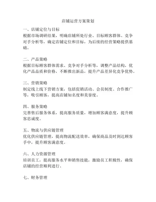 店铺运营方案策划
