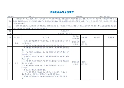 危险化学品安全检查表