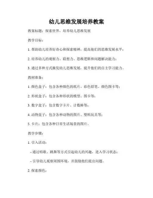 幼儿思维发展培养教案
