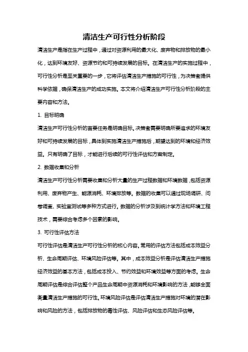 清洁生产可行性分析阶段