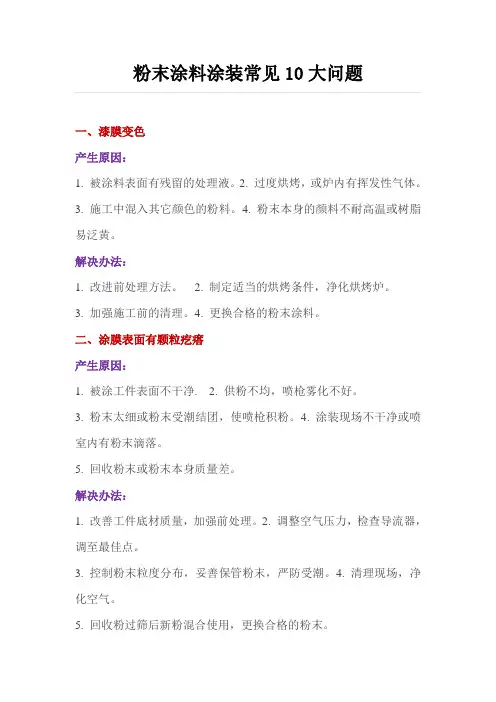 粉末涂料涂装常见10大问题