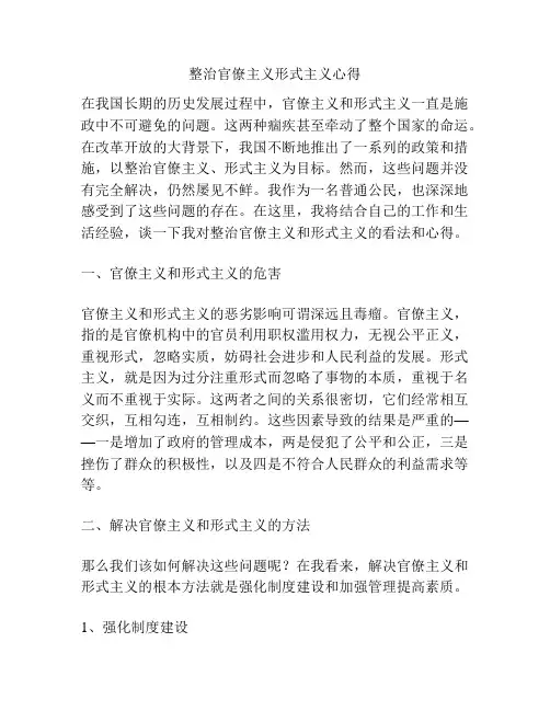 整治官僚主义形式主义心得