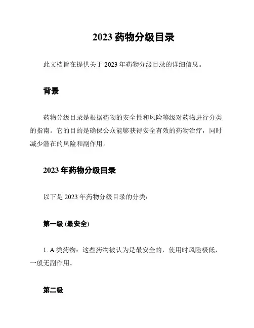 2023药物分级目录