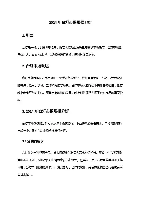2024年台灯市场规模分析