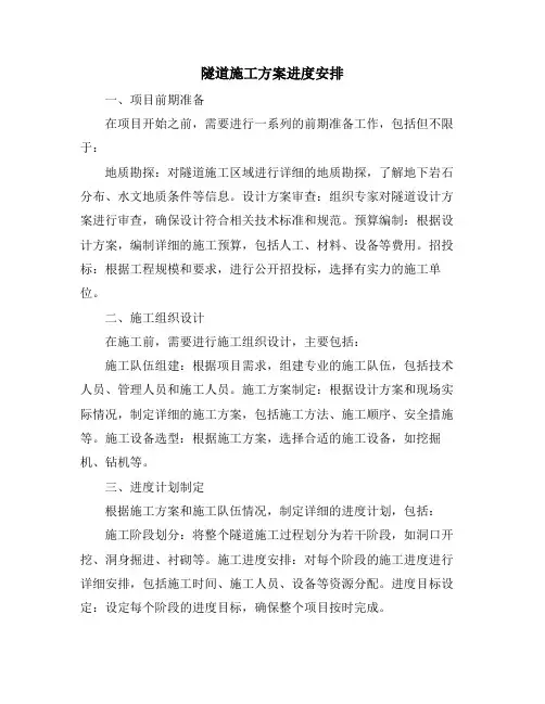 隧道施工方案进度安排
