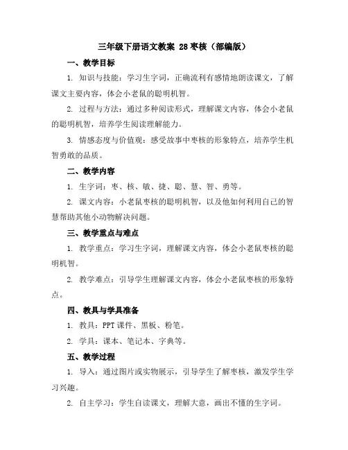 三年级下册语文教案28枣核(部编版)